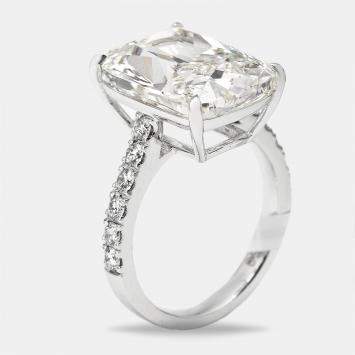 Pre Owned 10.50 cts Radiant and Round Lab Grown Diamonds 18k White Gold Ring Size 54