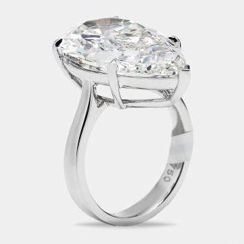 Pre Owned 4.00 cts Pear Brilliant Lab Grown Diamonds 18k White Gold Ring Size 56
