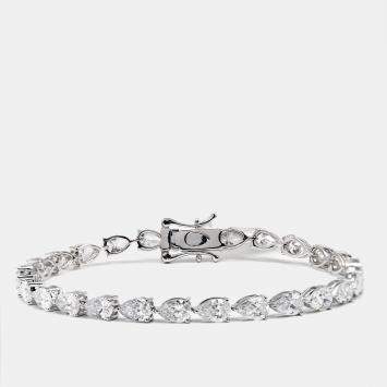 Pre Owned 9.5 cts Pear Brilliant Lab Grown Diamond 18k White Gold Tennis Bracelet