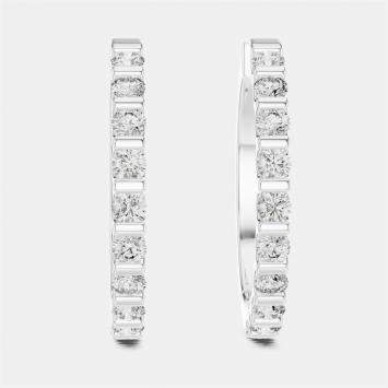 Pre Owned 0.60 ct Round Cut 18k White Gold Lab Grown Diamond Hoop Earrings