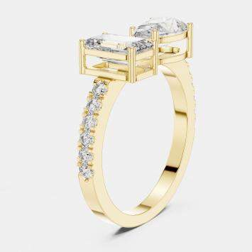 مملوكة مسبقًا 6.2 cts Multi-Shape 18k Yellow Gold Lab Grown Diamond Ring Size 53
