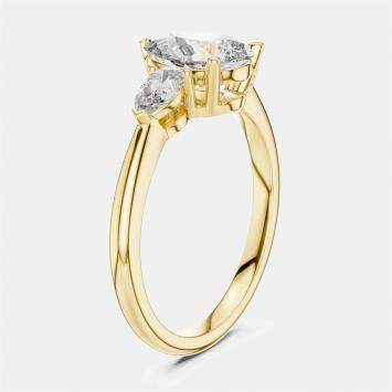 Pre Owned 1.50 cts Pear Cut 18k Yellow Gold Lab Grown Diamond Ring Size 53