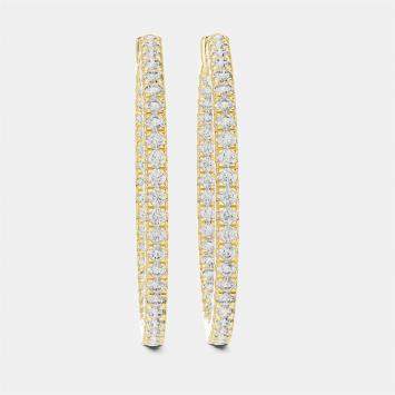Pre Owned 1.00 cts Round Cut 18k Yellow Gold Lab Grown Diamond Hoop Earrings