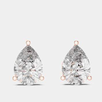Pre Owned 4.00 cts Pear Cut 18k Rose Gold Lab Grown Diamond Stud Earrings