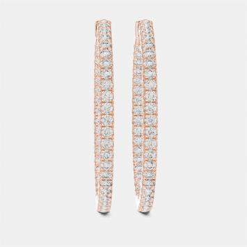 Pre Owned 1.00 cts Round Cut 18k Rose Gold Lab Grown Diamond Hoop Earrings