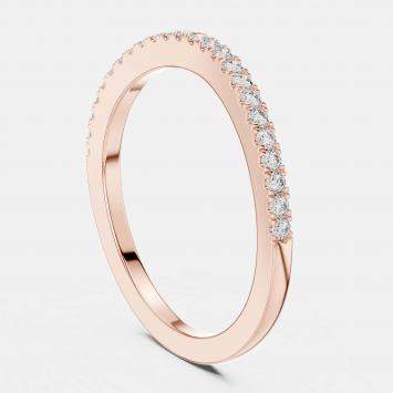 Pre Owned 0.2 cts Side Stack Round Cut 18k Rose Gold Lab Grown Diamond Ring Size 53
