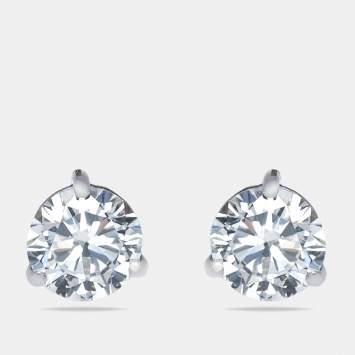 Pre Owned 0.62 cts Round Brilliant Cut 18k White Gold Lab Grown Diamonds Solitaire Stud Earrings