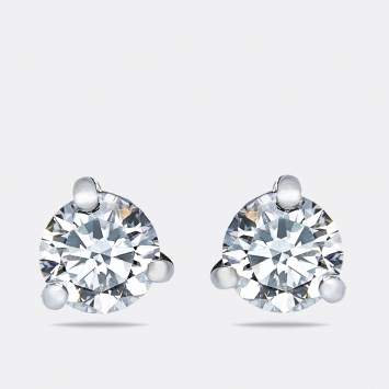 Pre Owned 2.09 cts Round Brilliant Cut 18k White Gold Lab Grown Diamonds Solitaire Stud Earrings