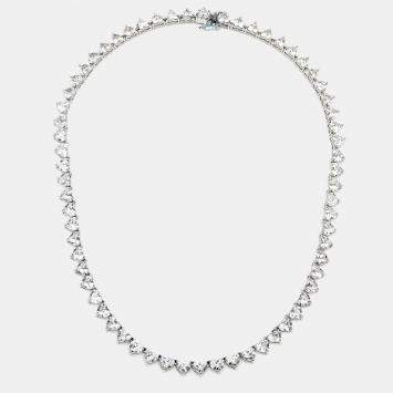 Pre Owned 33.5 cts Heart Lab Grown Diamond 18k White Gold Necklace