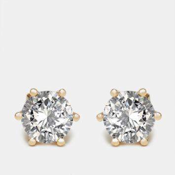 Pre Owned 4 cts Round Lab Grown Diamond 18k Yellow Gold Earrings