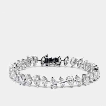 Pre Owned 13.5 cts Pear and Marquise Lab Grown Diamond 18k White Gold Bracelet