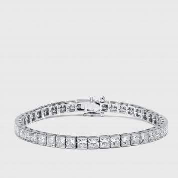 Pre Owned 13 cts Princess Lab Grown Diamond 18k White Gold Bracelet