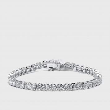 Pre Owned 10.5 cts Round Lab Grown Diamond 18k White Gold Bracelet
