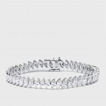 Pre Owned 13.5 cts Marquise Lab Grown Diamond 18k White Gold Bracelet