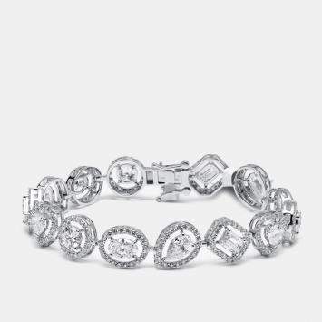 Pre Owned 9.5 cts Lab Grown Diamond 18k White Gold Bracelet