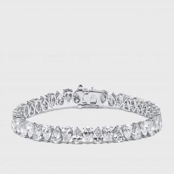 Pre Owned 15.5 cts Pear Lab Grown Diamond 18k White Gold Bracelet