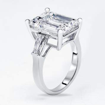 Pre Owned 10 cts Emerald Cut TrapEzoid Lab Grown Diamond 18k White Gold Ring Size 51