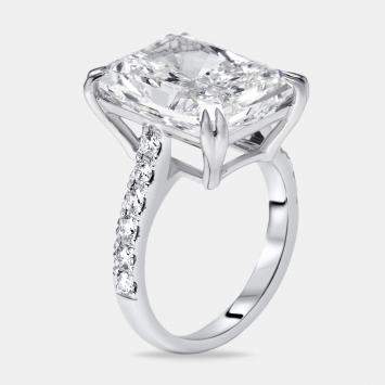Pre Owned 10.3 cts Radiant Trapezoid Lab Grown Diamond 18k White Gold Ring Size 51