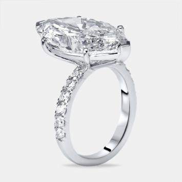 Pre Owned 9.5 cts Marquise Round Lab Grown Diamond 18k White Gold Ring Size 52