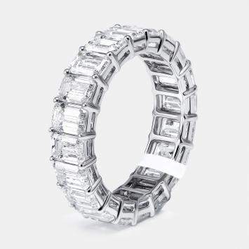 Pre Owned 6.5 cts Emerald Cut Lab Grown Diamond 18k White Gold Eternity Ring Size 53