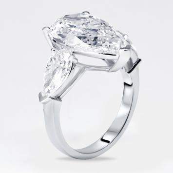 Pre Owned 9 cts Pear Lab Grown Diamond 18k White Gold Ring Size 54