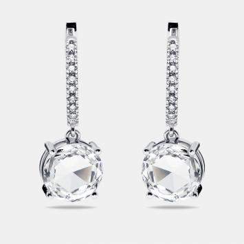 Pre Owned 6.4 cts Modified Round Lab Grown Diamonds 18k White Gold Earrings