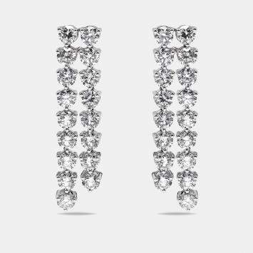 Pre Owned 9.7 cts Round Lab Grown Diamonds 18k White Gold Earrings
