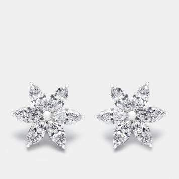 Pre Owned 5.7 cts Marquise Lab Grown Diamonds 18k White Gold Earrings