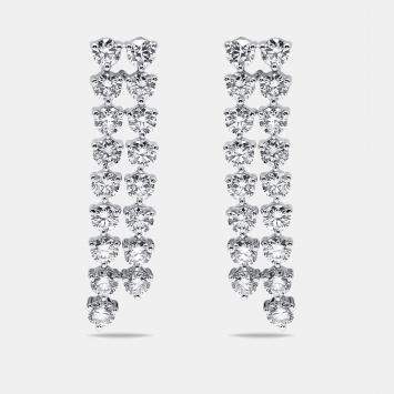 Pre Owned 8.4 cts Round Lab Grown Diamonds 18k White Gold Earrings