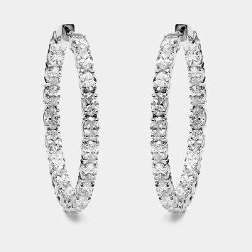 Pre Owned 8.00 cts Oval Lab Grown Diamonds 18k White Gold Hoop Earrings