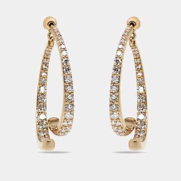 Pre Owned 2.1 cts Round Lab Grown Diamonds 18k Yellow Gold Earrings