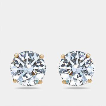 Pre Owned 6 cts Round Lab Grown Diamonds 18k Yellow Gold Earrings