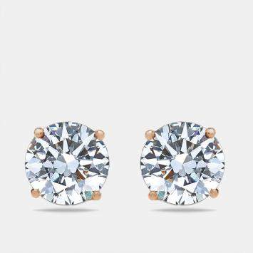 Pre Owned 6 cts Round Lab Grown Diamonds 18k Rose Gold Earrings