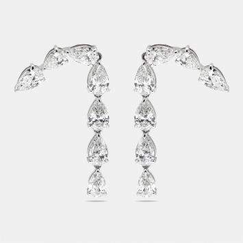 Pre Owned 8.00 cts Pear Lab Grown Diamonds 18k White Gold Earrings