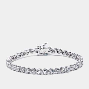Pre Owned 4.8 cts Round Lab Grown Diamonds 18k White Gold Bracelet