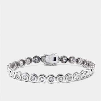 Pre Owned 2.9 cts Round Lab Grown Diamonds 18k White Gold Bracelet