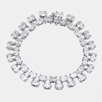 Pre Owned 20.8 cts Oval Lab Grown Diamonds 18k White Gold Bracelet