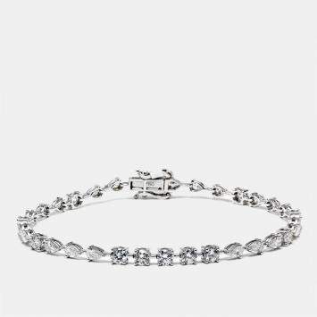 Pre Owned 3.9 cts Pear Round Lab Grown Diamonds 18k White Gold Bracelet