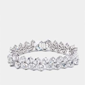 Pre Owned 35.00 cts Pear Lab Grown Diamonds 18k White Gold Bracelet