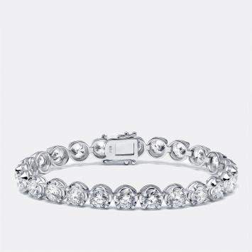 Pre Owned 12.5 cts Round Lab Grown Diamonds 18k White Gold Bracelet