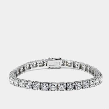 Pre Owned 9 cts Round Lab Grown Diamonds 18k White Gold Bracelet