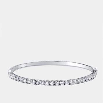 Pre Owned 2.7 cts Round Lab Grown Diamonds 18k White Gold Bracelet