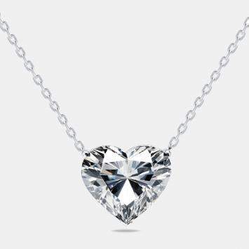 Pre Owned 9 cts Heart Lab Grown Diamonds 18k White Gold Necklace