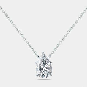 Pre Owned 4.00 cts Pear Lab Grown Diamonds 18k White Gold Necklace