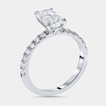 Pre Owned 1.8 cts Radiant, Round Lab Grown Diamonds 18k White Gold Ring Size 50