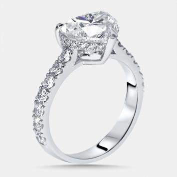 Pre Owned 3.8 cts Heart, Round Lab Grown Diamonds 18k White Gold Ring Size 51