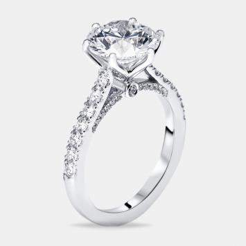 Pre Owned 3.5 cts Round Lab Grown Diamonds 18k White Gold Ring Size 51