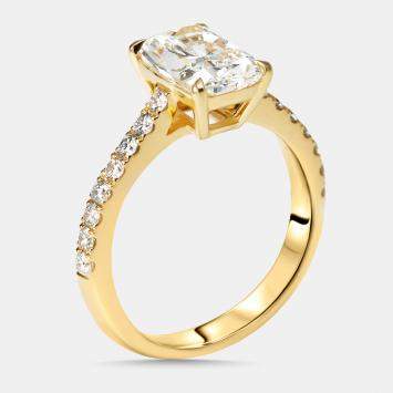 Pre Owned 2.3 cts Radiant, Round Lab Grown Diamonds 18k Yellow Gold Ring Size 51