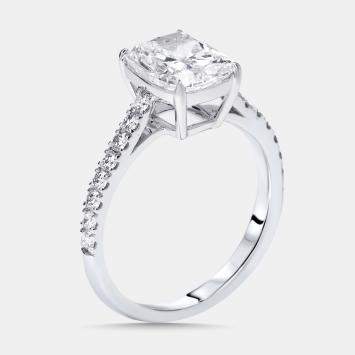 Pre Owned 2.3 cts Cushion, Round Lab Grown Diamonds 18k White Gold Ring Size 51