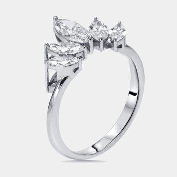 Pre Owned 1 ct Marquise Lab Grown Diamonds 18k White Gold Ring Size 51